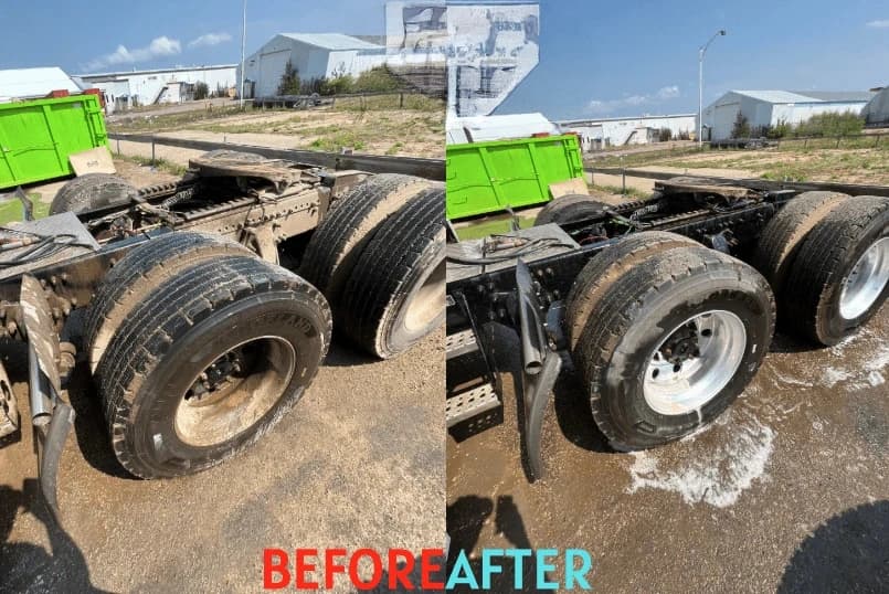 Shaker Heights Power Washing team cleaning commercial fleet vehicles in Shaker Heights