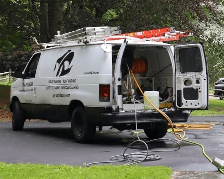 Shaker Heights Power Washing professionals cleaning commercial fleet in Shaker Heights